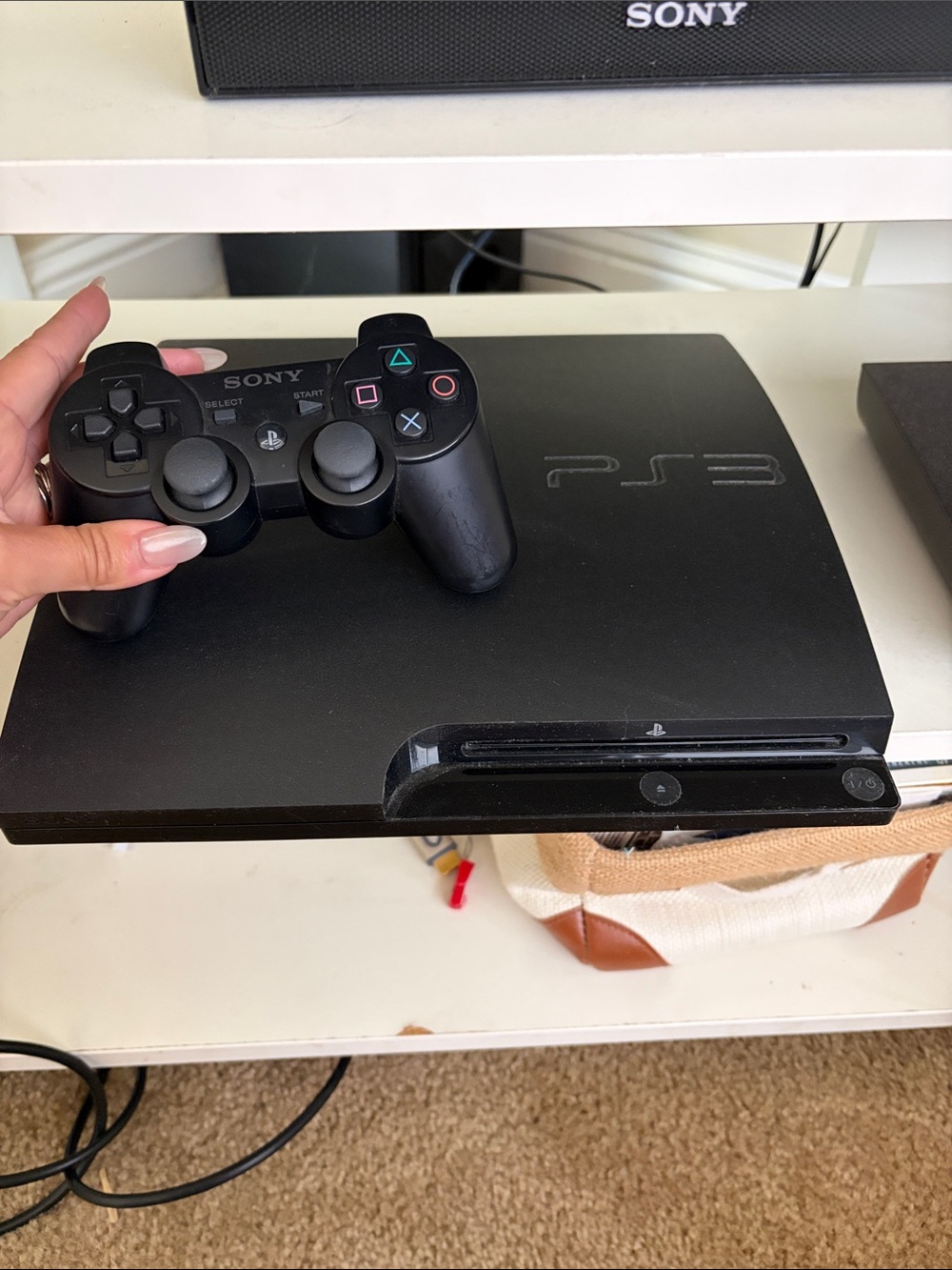 Sony Black PS3 Slim Console with Matching DualShock Controller